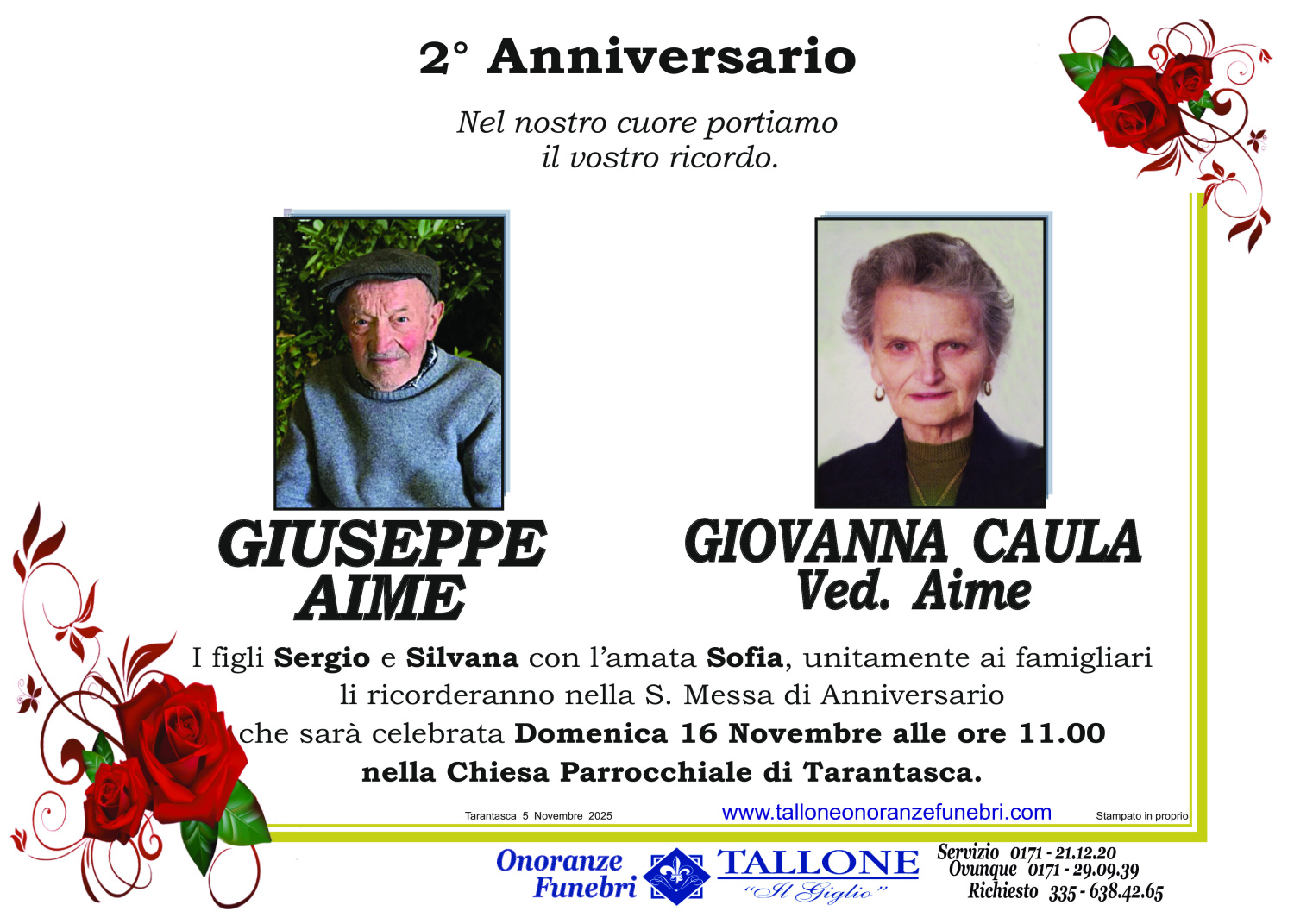 Giuseppe Aime Giovanna Caula Ved. Aime